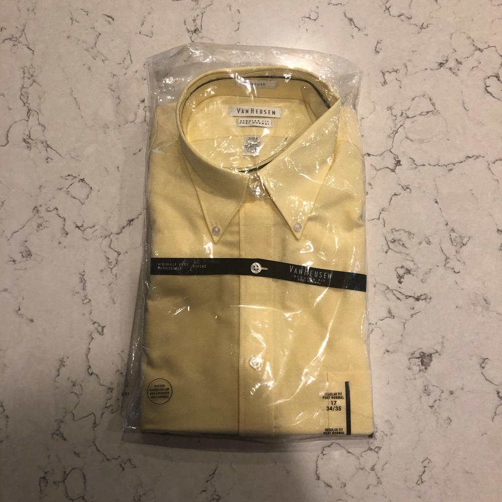 Yellow Van Heusen regular fit Oxford shirt
